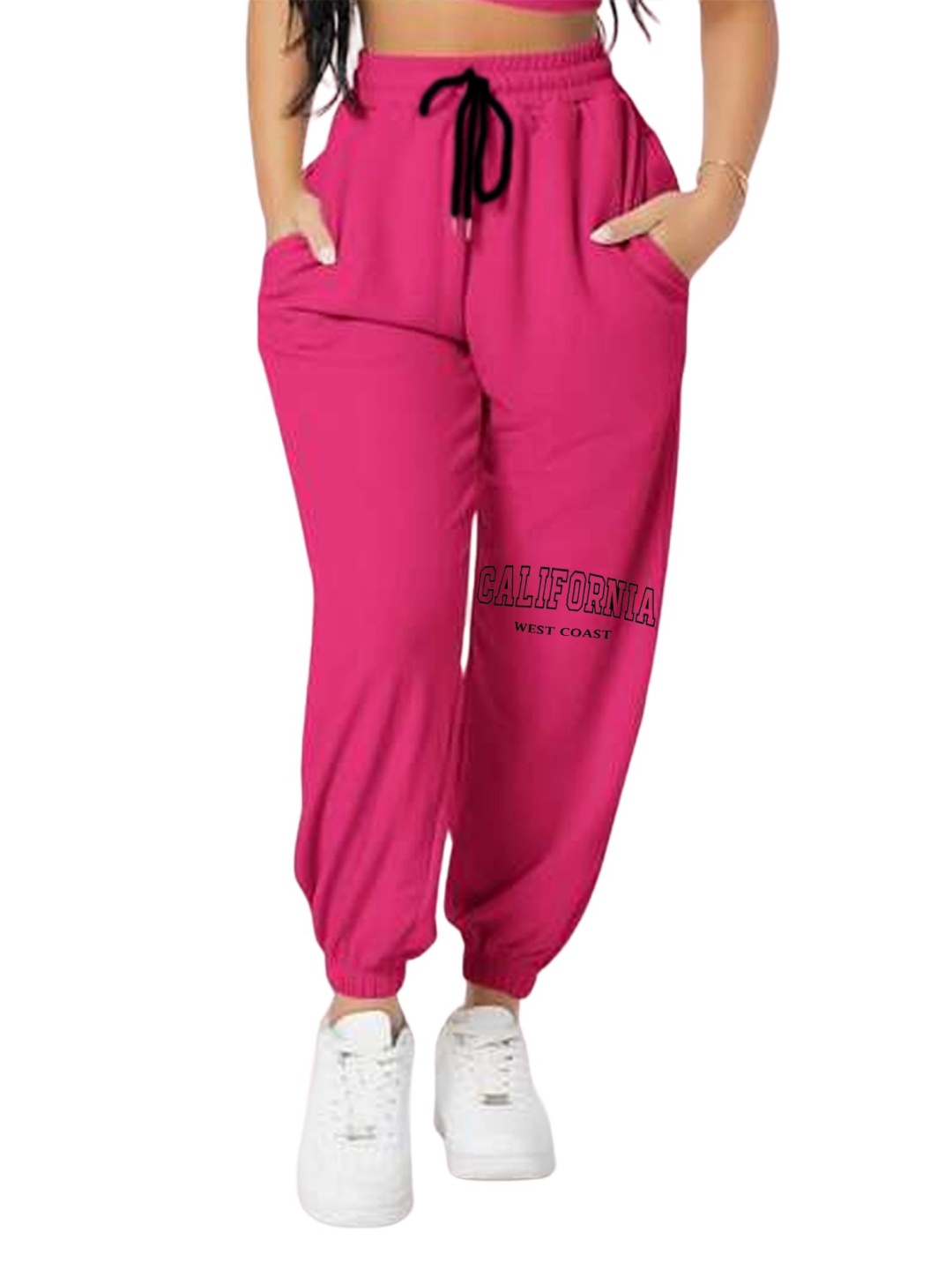 

TABADTOD Women Printed Relaxed Mid-Rise Joggers Trousers, Pink