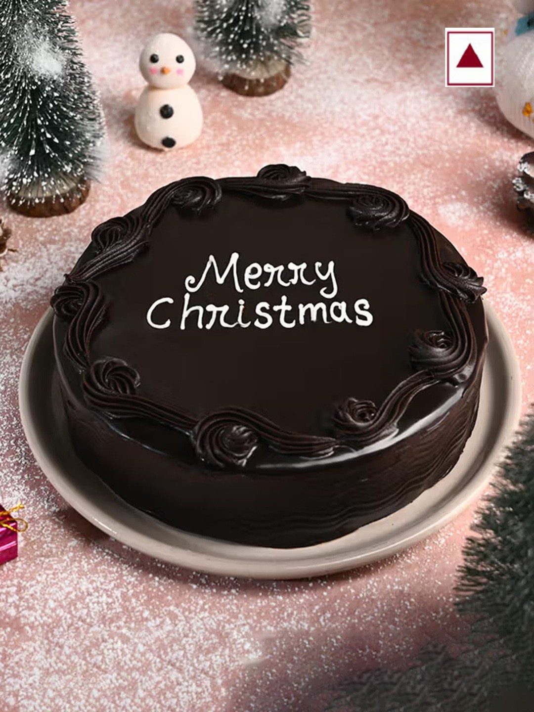 

Floweraura Fresh Yummy Christmas Wishes Chocolate Flavour Round Shape Truffle Cake- 1 Kg, Brown