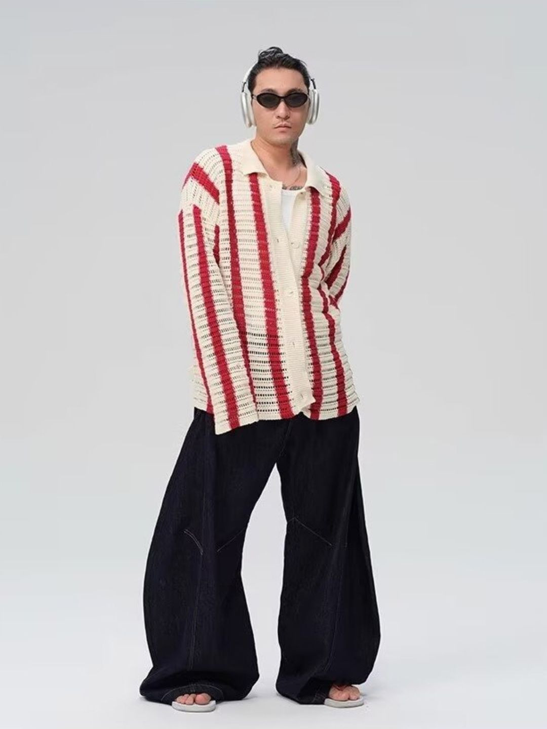 

StyleCast Men Spread Collar Striped Casual Tailored Jacket, Red