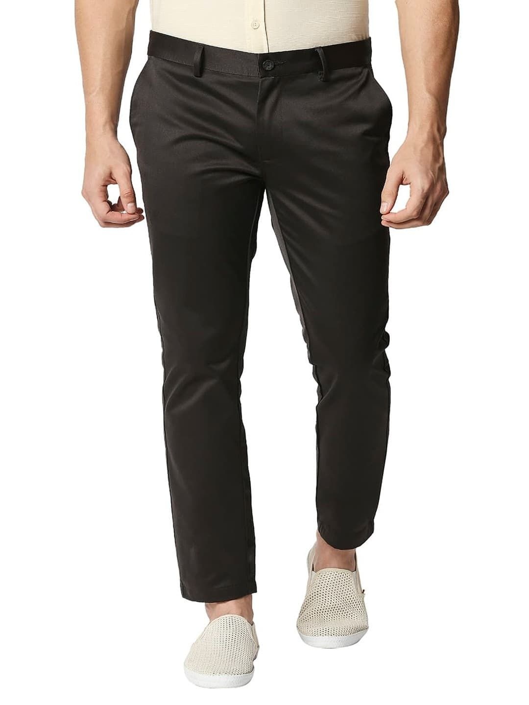 

Basics Men Tapered Fit High-Rise Cotton Chinos Trouser, Grey