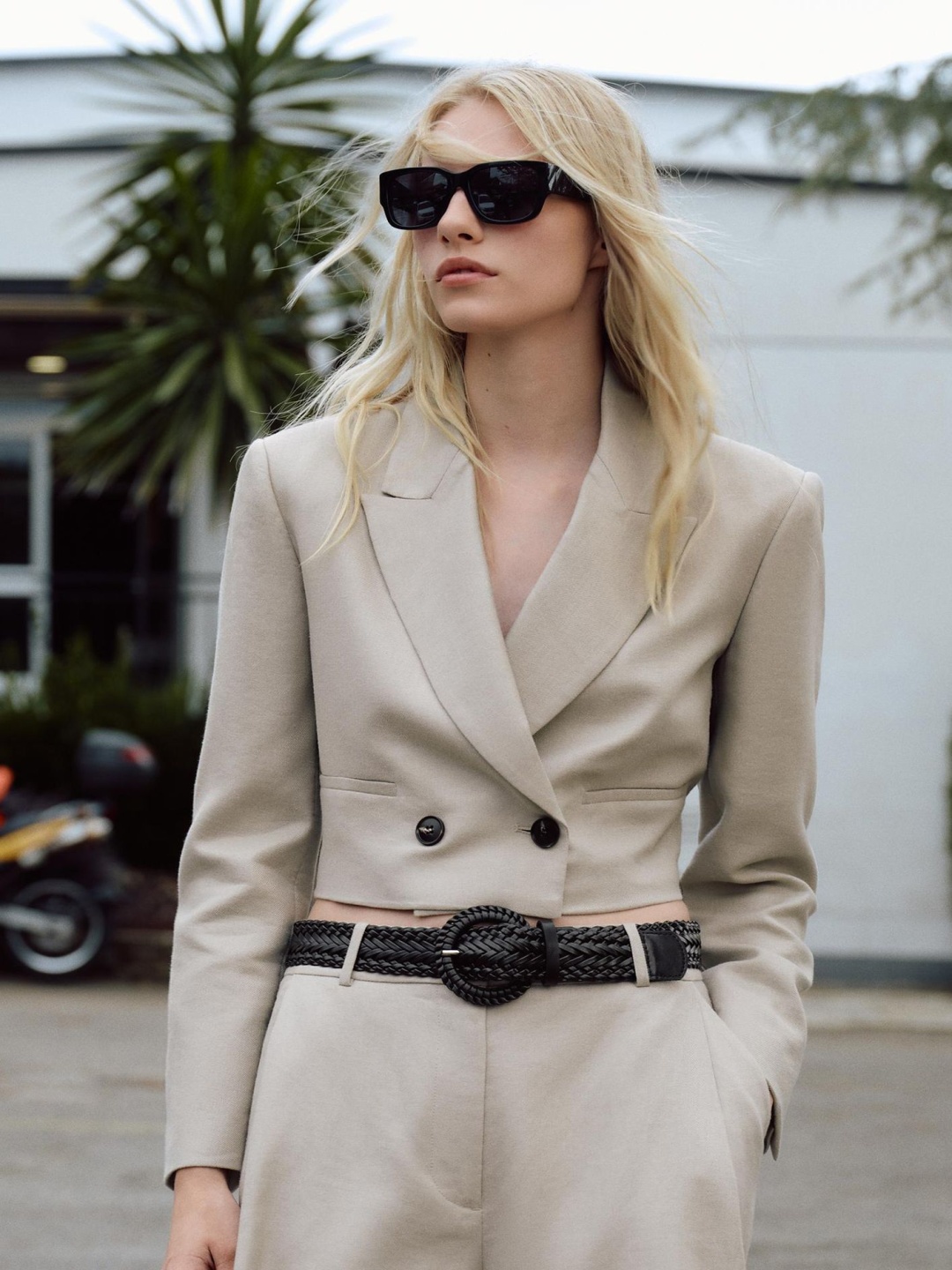 

LULU & SKY Women Notched Lapel Neck Double Breasted Overcoat, Beige