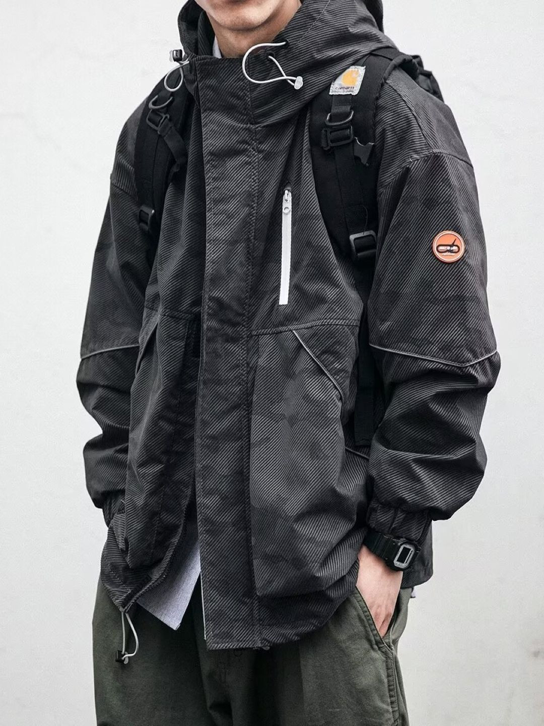 

StyleCast Men Hooded Camouflage Printed Casual Bomber Jacket, Black