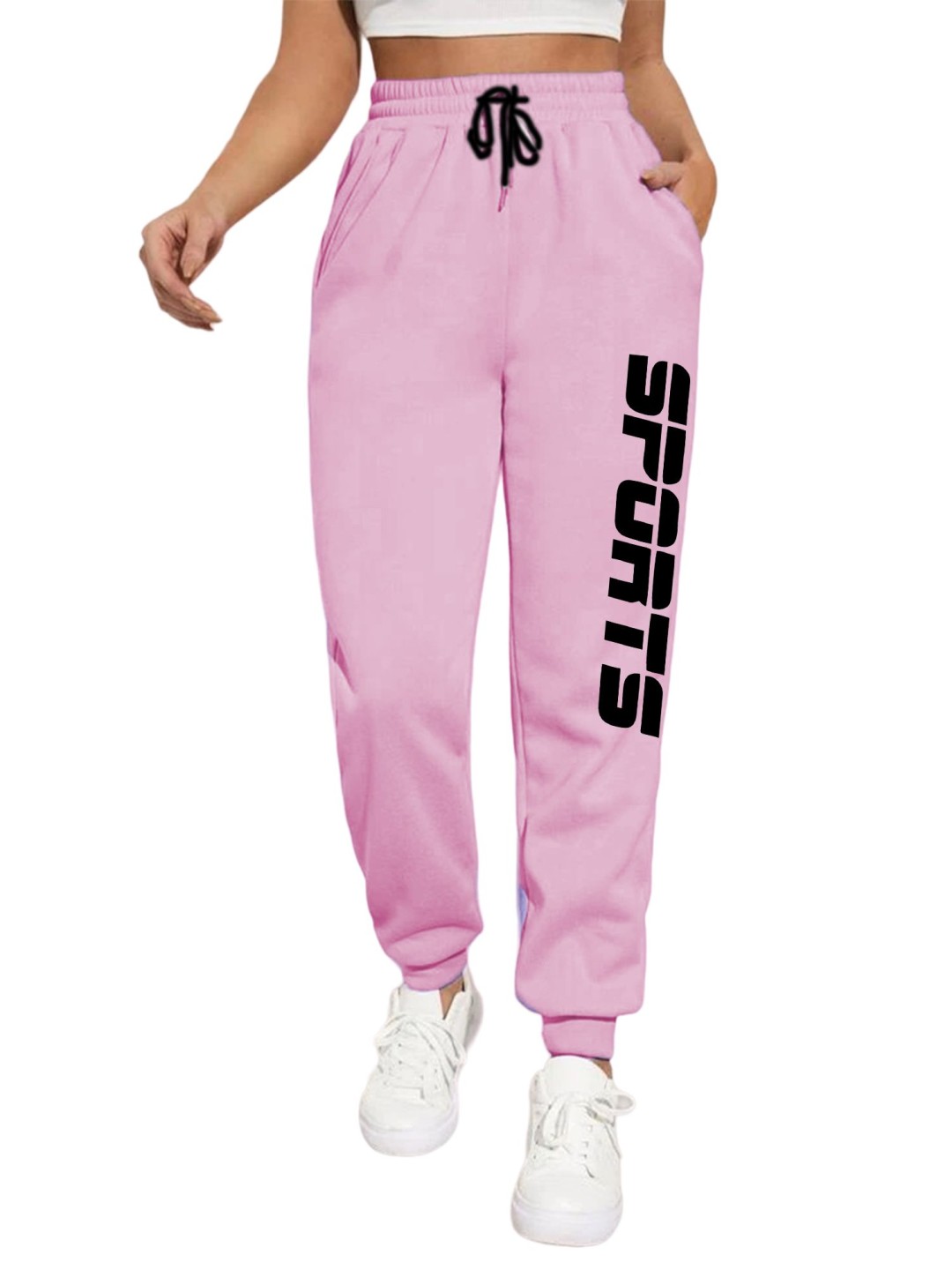 

TABADTOD Women Typography Printed Relaxed Joggers Trousers, Pink