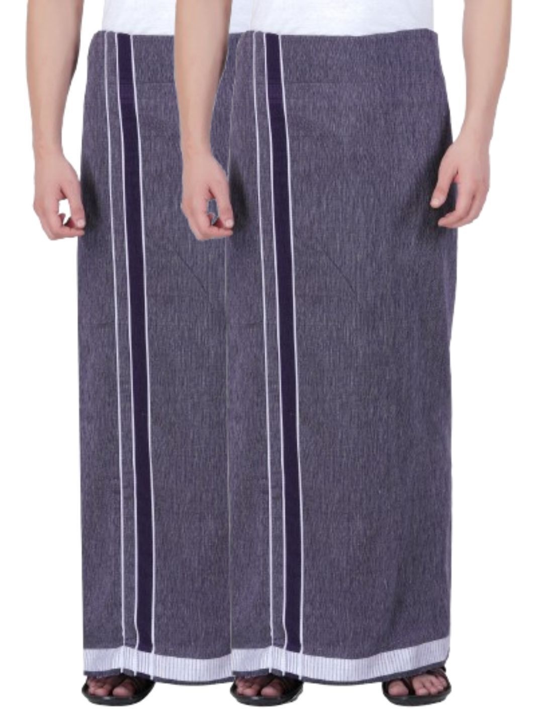 

Ethazh Pack of 2 Men Cotton Dhotis, Purple