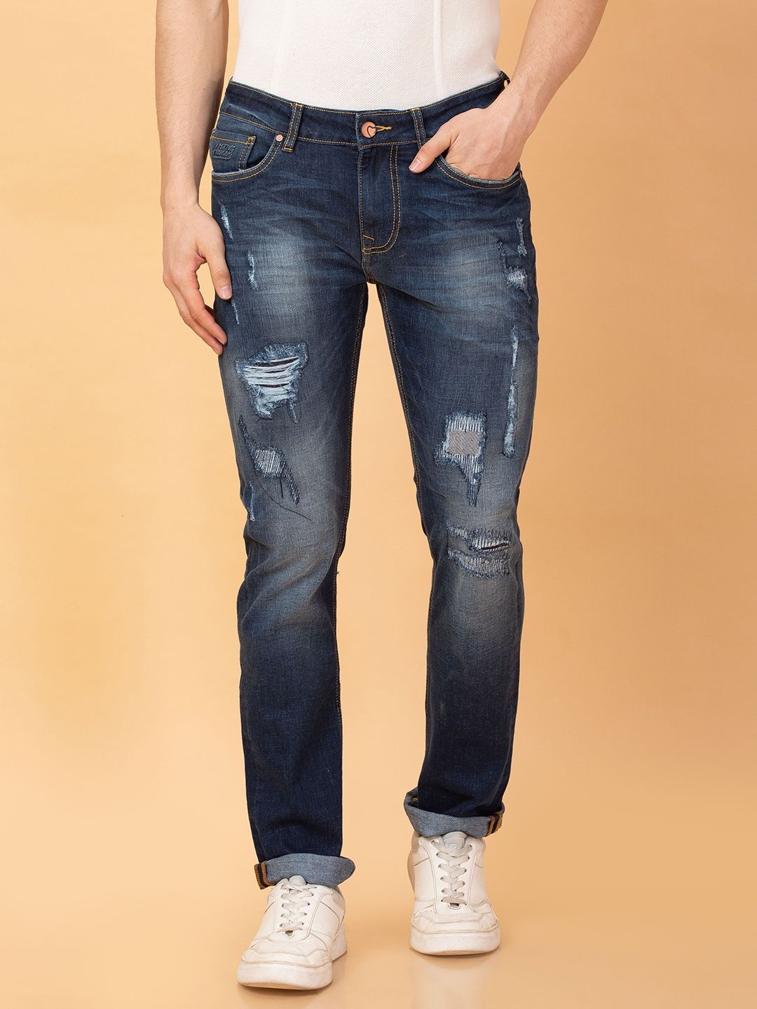 

Being Human Men Slim Fit Mildly Distressed Heavy Fade Jeans, Black