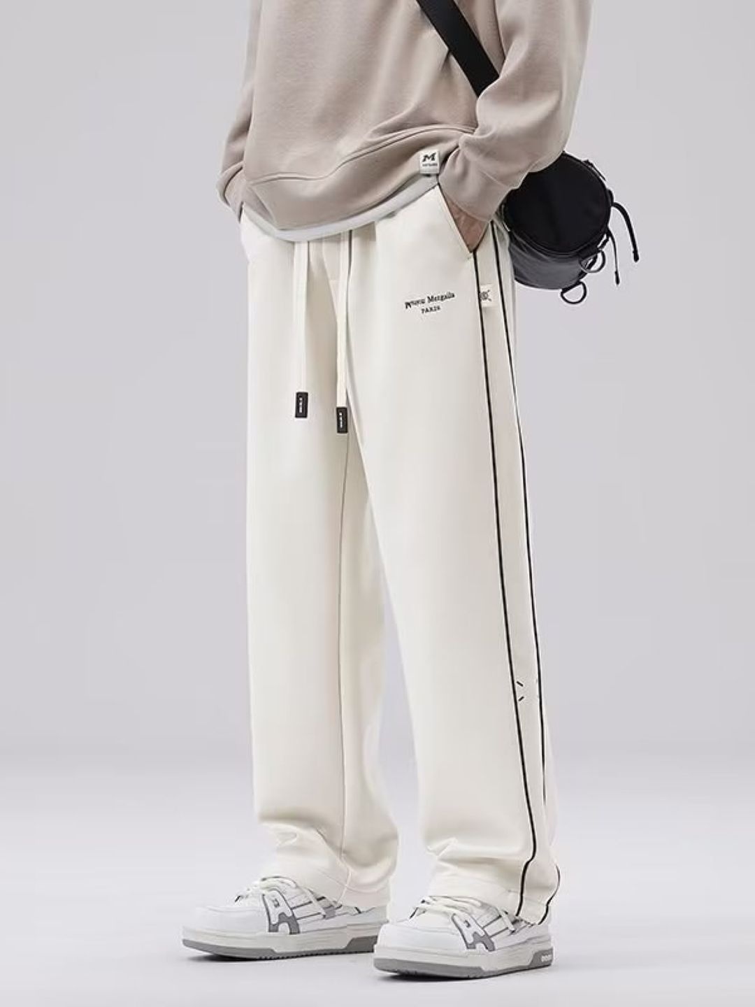 

StyleCast Men Striped Regular Fit Mid Rise Cotton Trouser, Cream