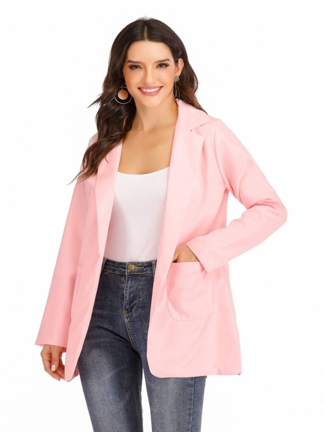 

LULU & SKY Women Open Front Blazers, Pink