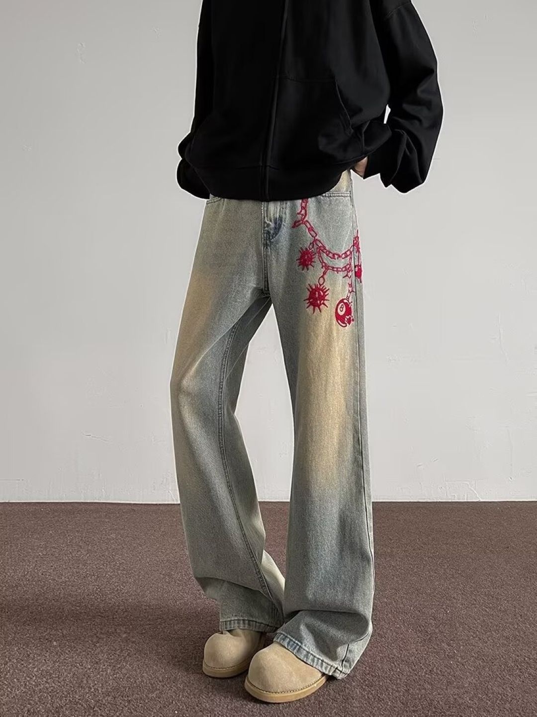 

StyleCast Men Cotton Printed Original Straight Fit Jeans, Grey