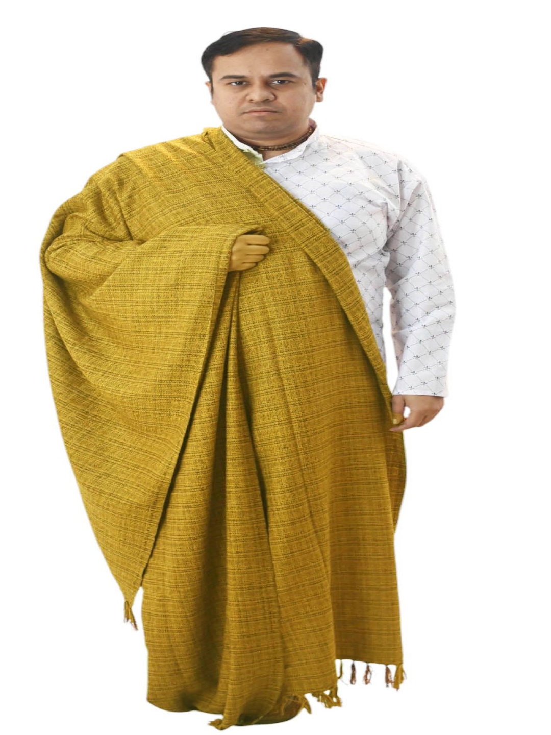 

Vrinde Geometric Woven Design Woollen Shawl, Yellow