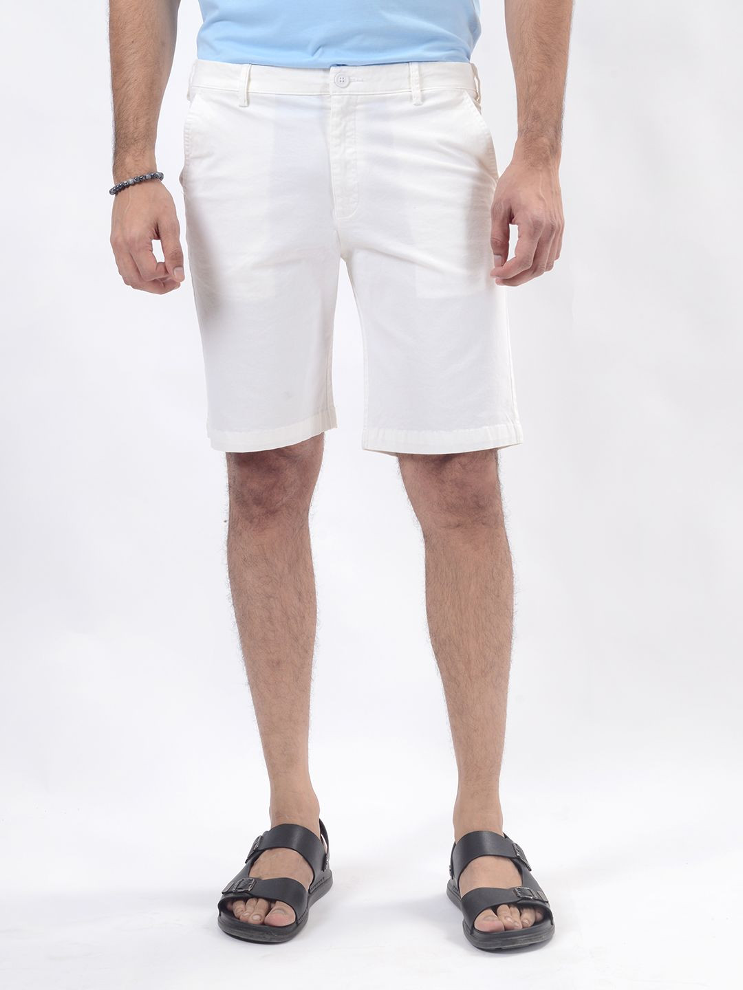 

JADE BLUE Men Mid-Rise Cotton Slim Fit Shorts, White
