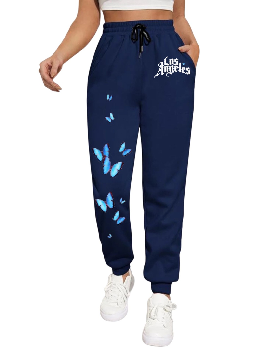

TABADTOD Women Printed Relaxed Joggers Trousers, Blue