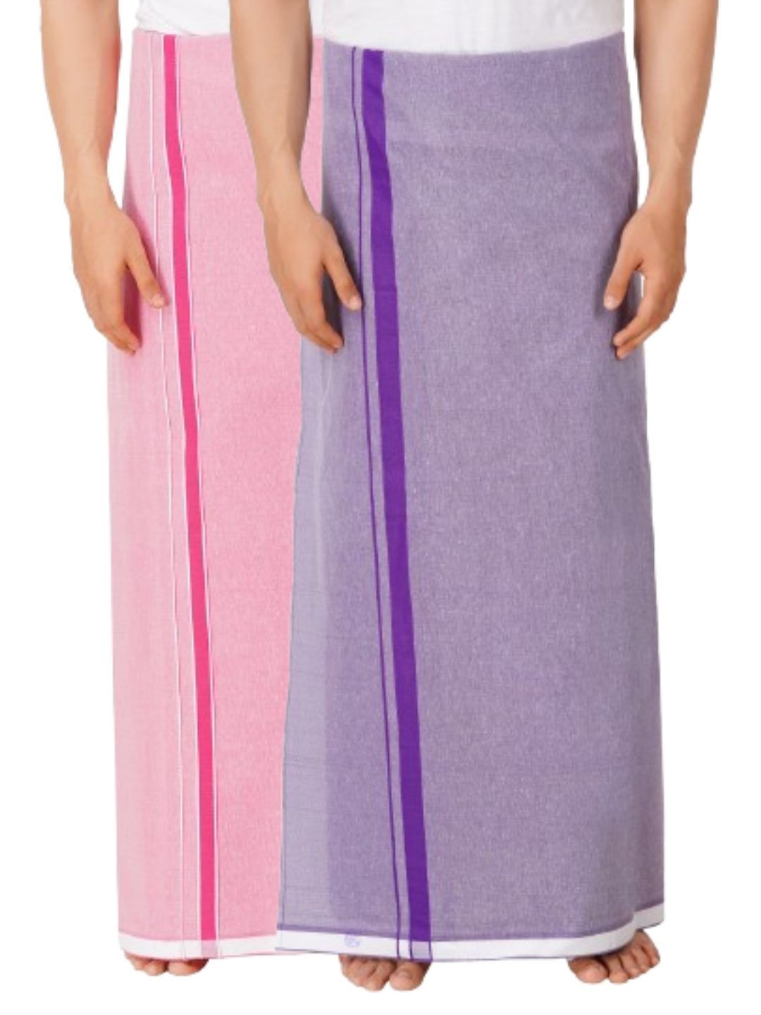 

Ethazh Men Pack Of 2 Dhotis, Pink