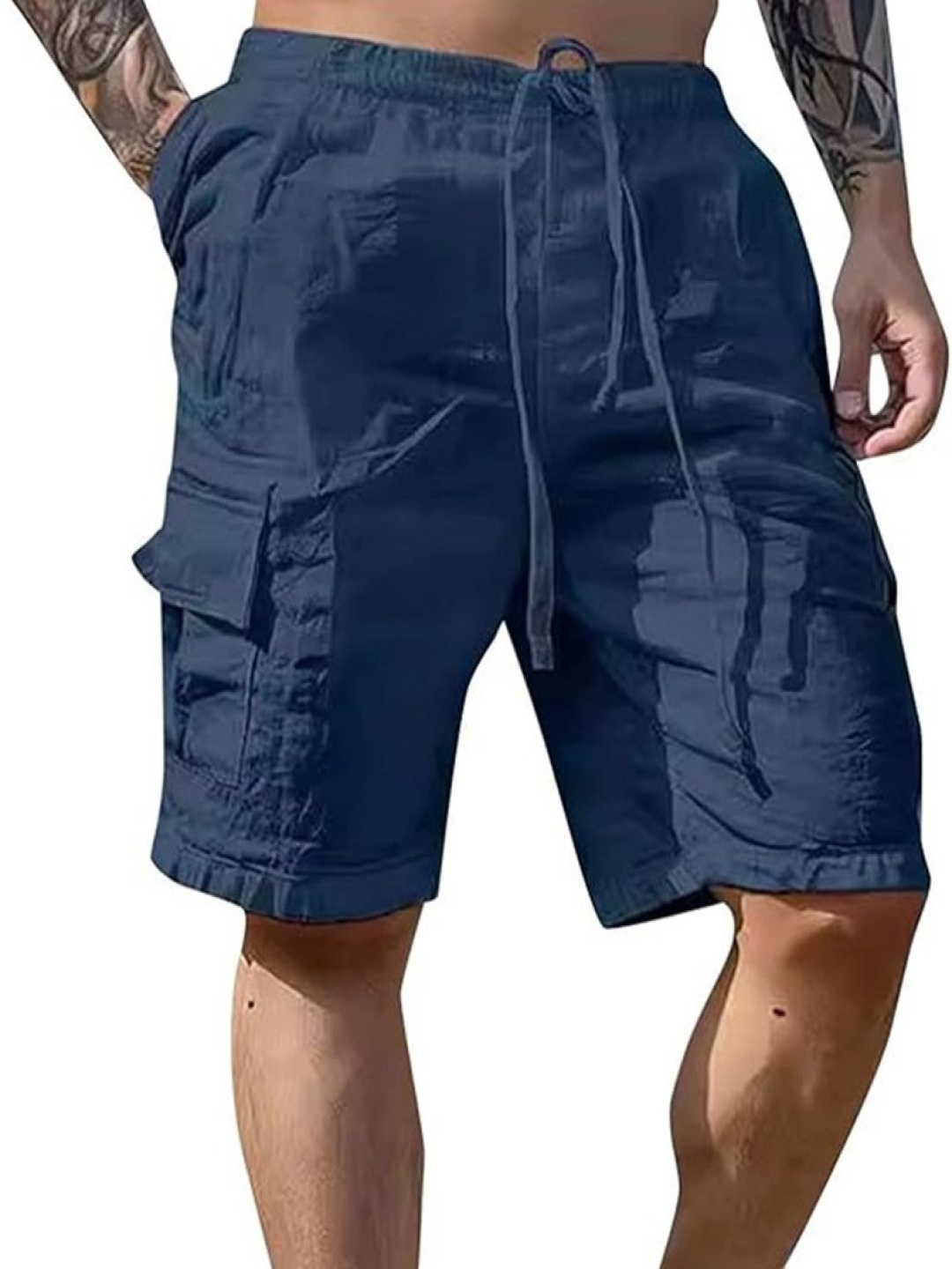 

StyleCast x Revolte Men Mid-Rise Shorts, Navy blue