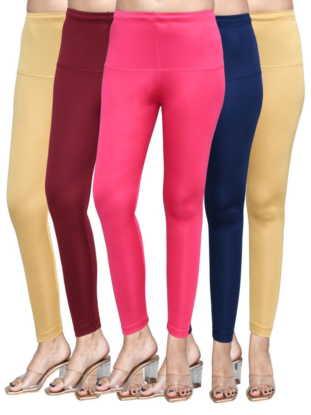

RAPL Women Pack Of 5 Cotton Blend Breathable Ankle Length Leggings, Beige