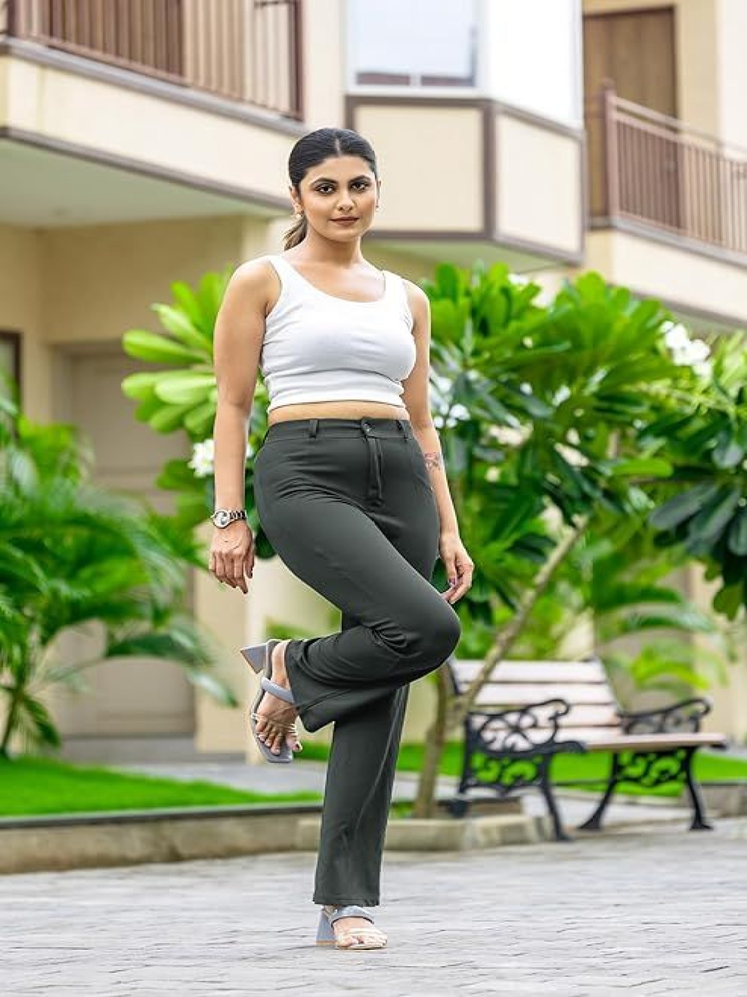 

Fashion2wear Women Smart High-Rise Wrinkle Free Trousers, Grey