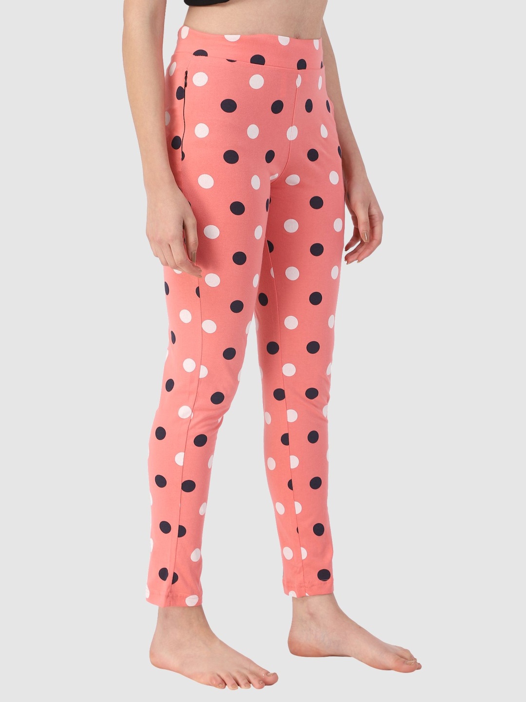 

PROTEENS Women Printed Pure Cotton Mid Rise Lounge Pants, Pink