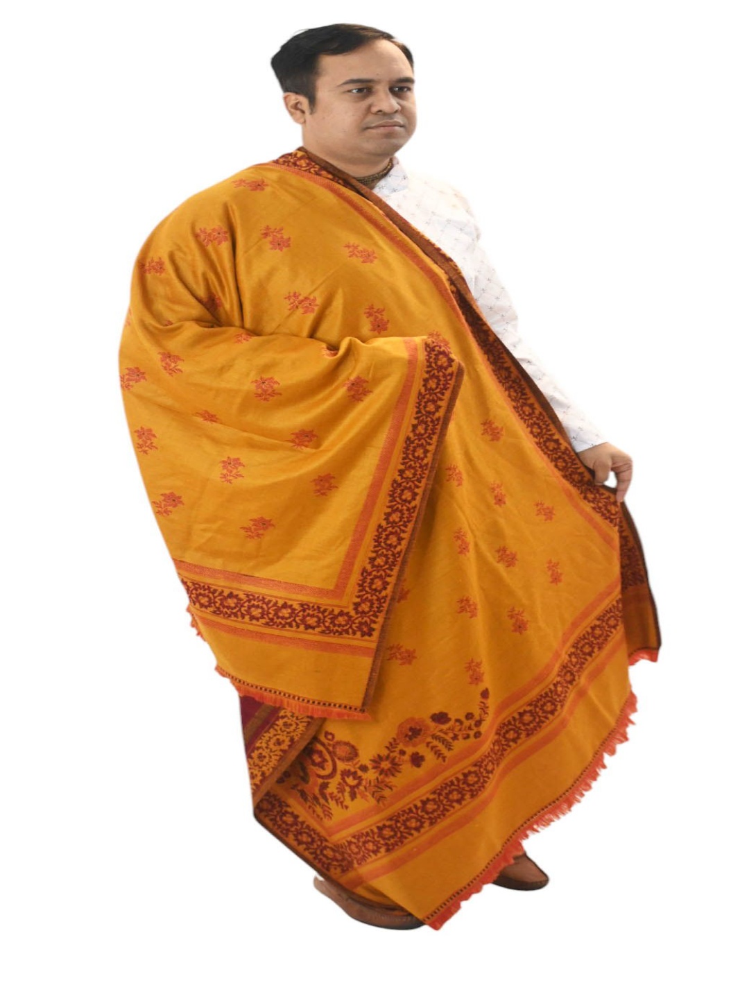 

Vrinde Men Ethnic Motifs Printed Shawl, Yellow