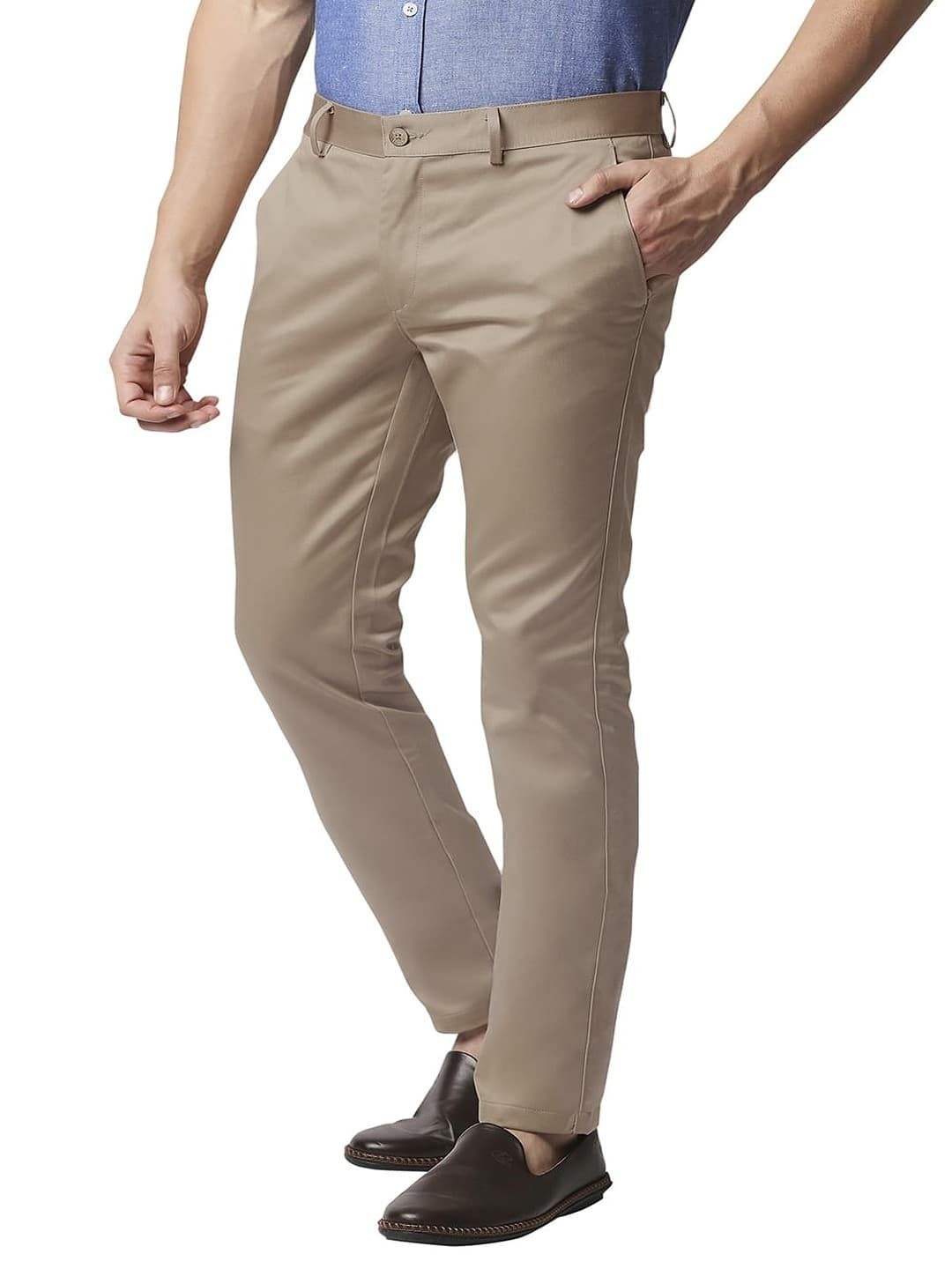 

Basics Men Tapered Fit High-Rise Trousers, Khaki