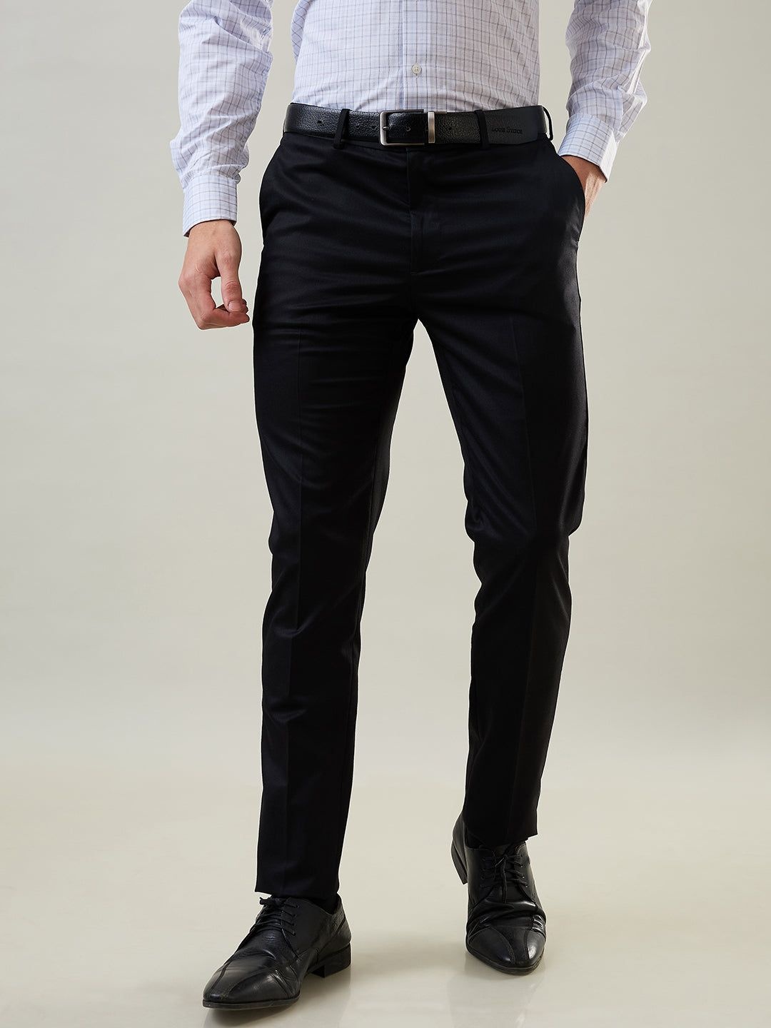 

TIM PARIS Men Slim Fit Trousers, Black