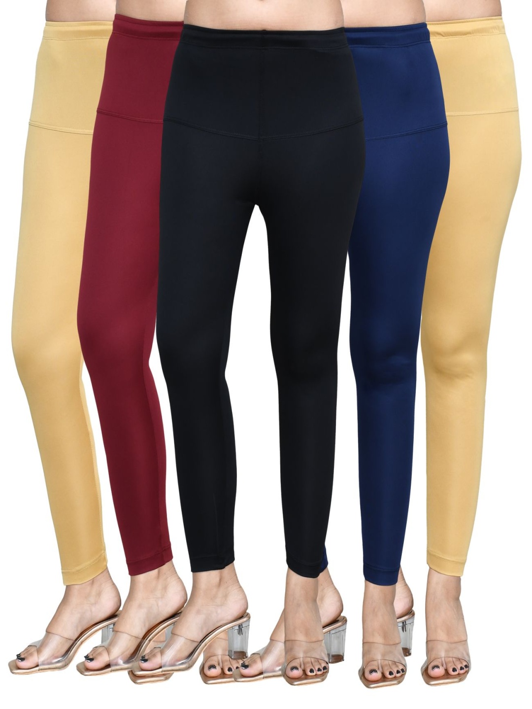 

RAPL Women Pack Of 5 Cotton Blend Breathable Ankle Length Leggings, Beige