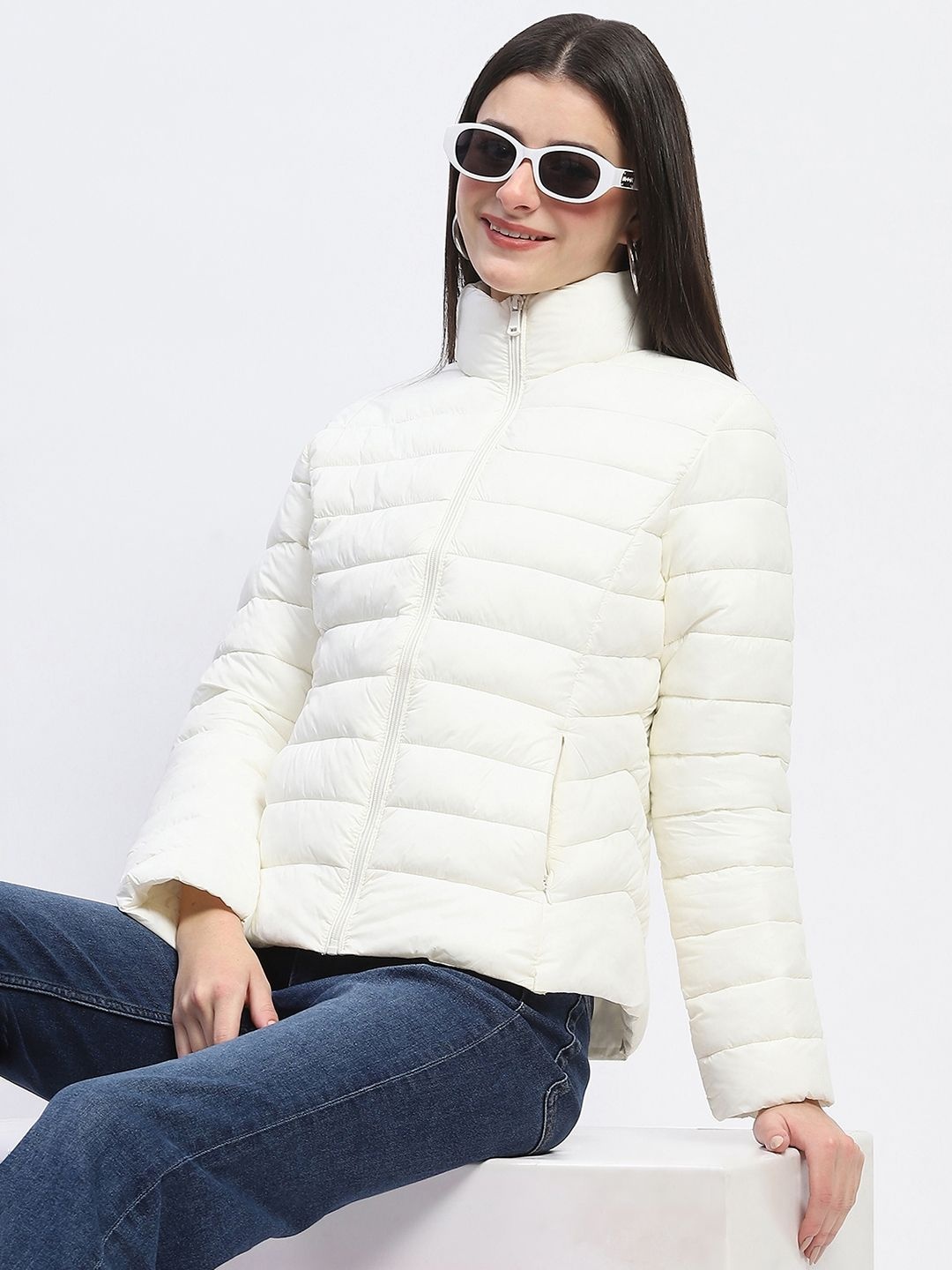 

Madame Women Polyester Quilted Jacket, White