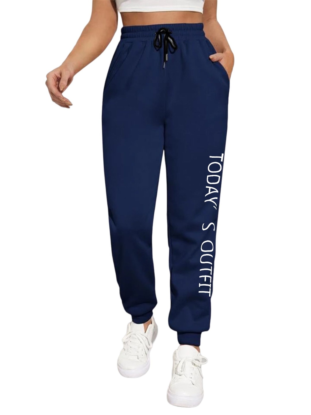 

TABADTOD Women Typography Printed Relaxed Mid-Rise Jogger, Blue