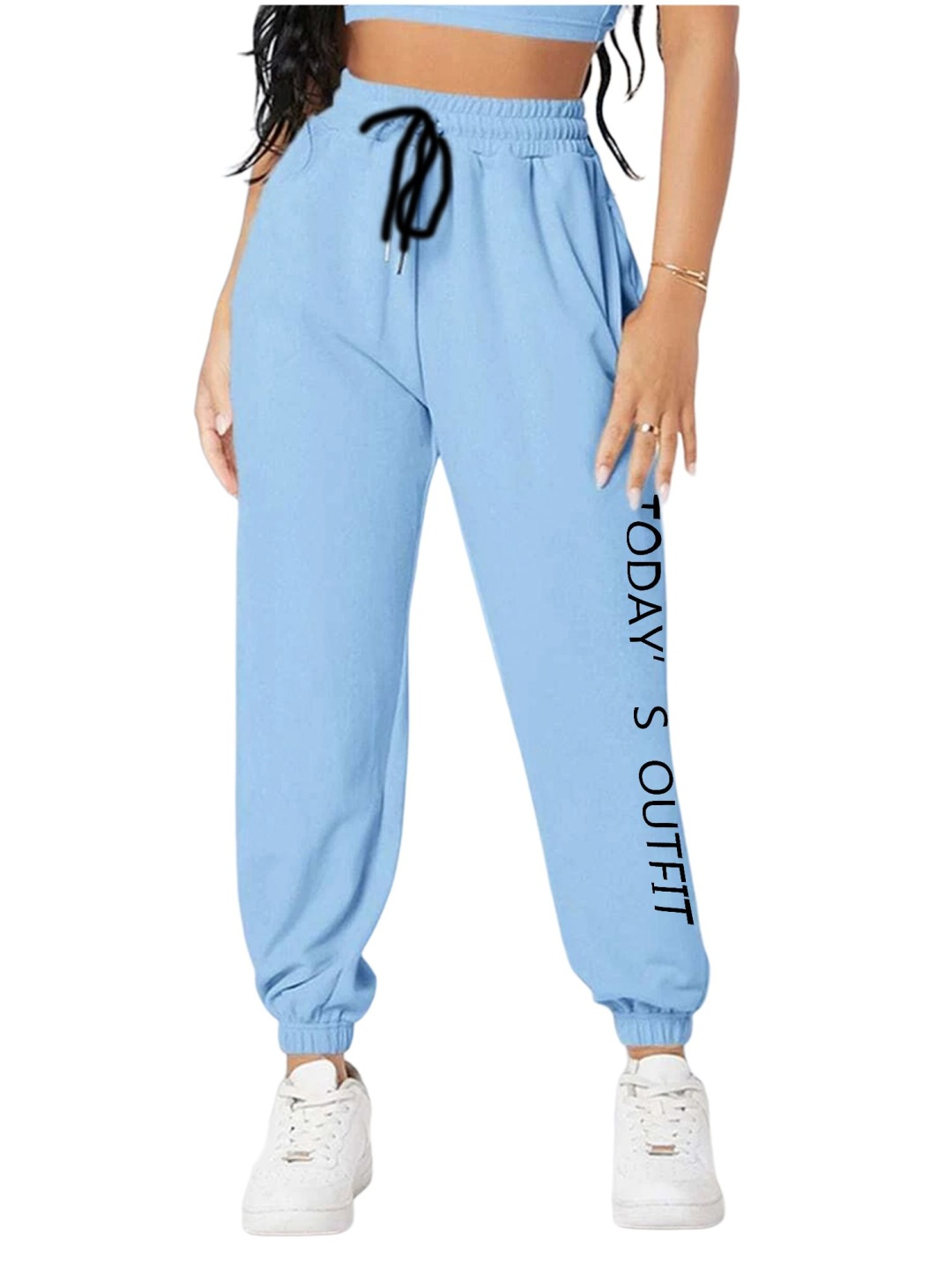

TABADTOD Women Typography Printed Relaxed Mid-Rise Slim Fit Joggers Trousers, Blue