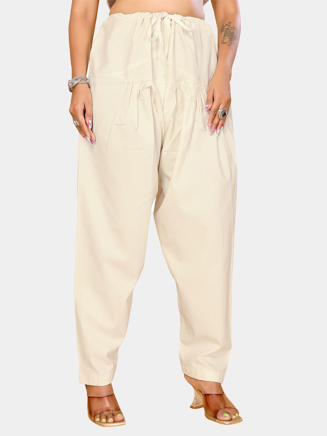 

BAPS Women Straight Fit Pure Cotton Salwar, Off white