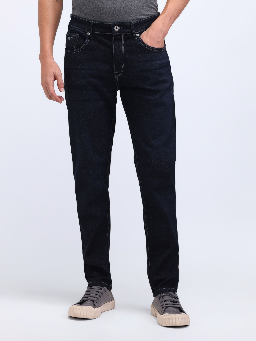 

Flying Machine Men Slim Fit Stretchable Mid-Rise Jeans, Blue