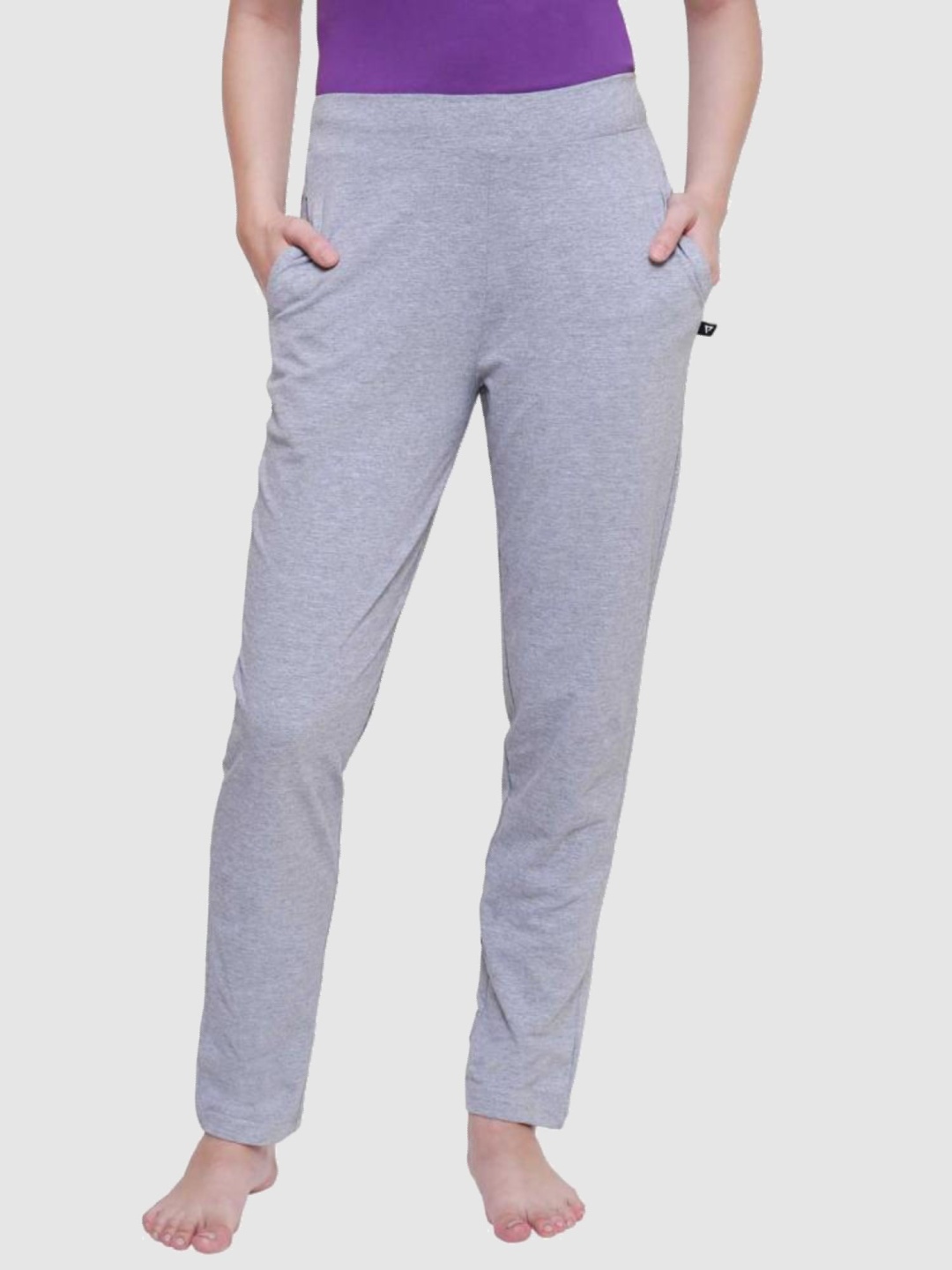 

PROTEENS Women Mid Rise Cotton Lounge Pants, Grey melange