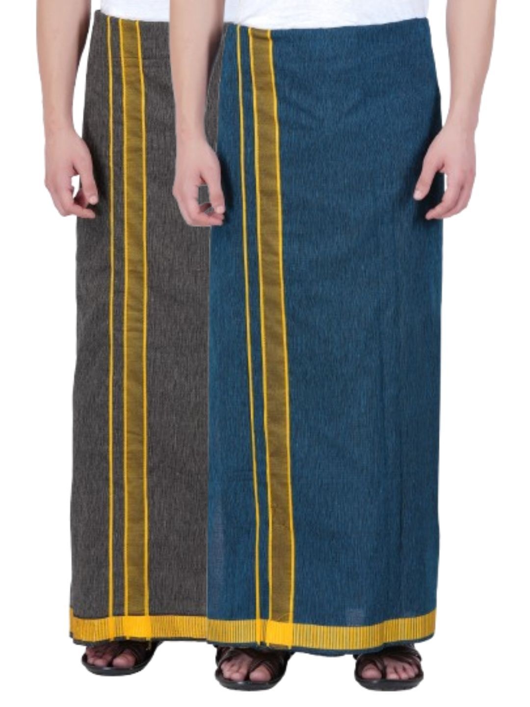 

Ethazh MenPack of 2 Men Cotton Dhotis, Grey