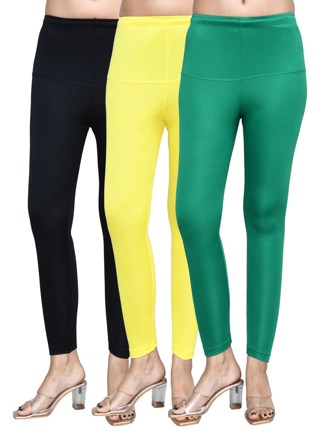 

RAPL Women Pack Of 2 Cotton Blend Breathable Ankle Length Leggings, Black