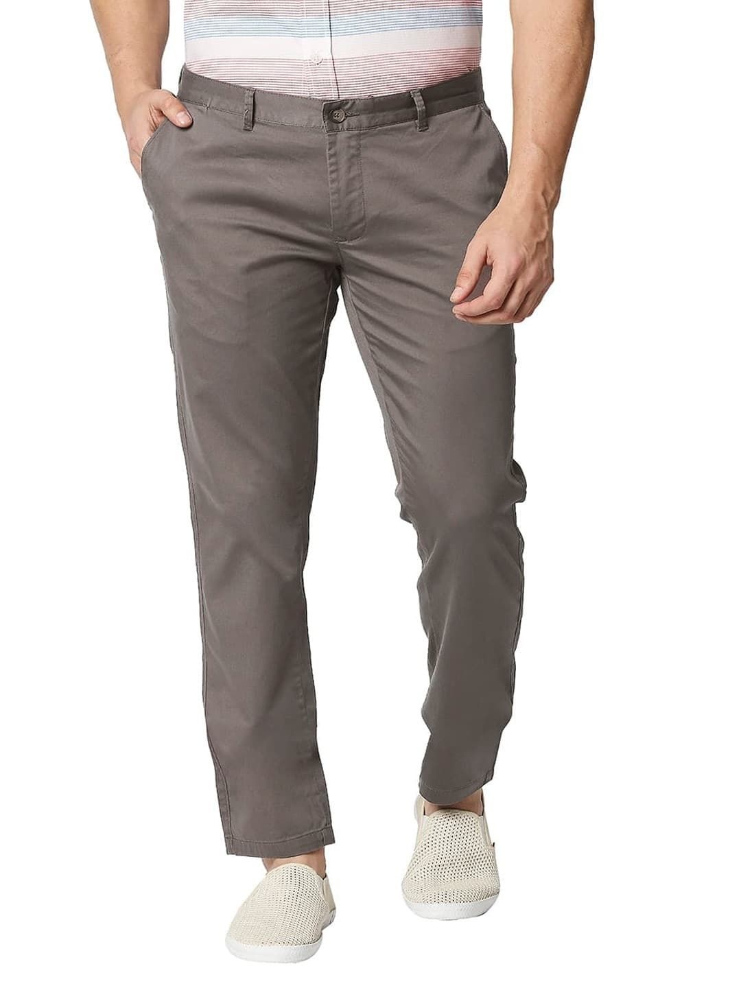 

Basics Men Tapered Fit High-Rise Chinos Trousers, Brown