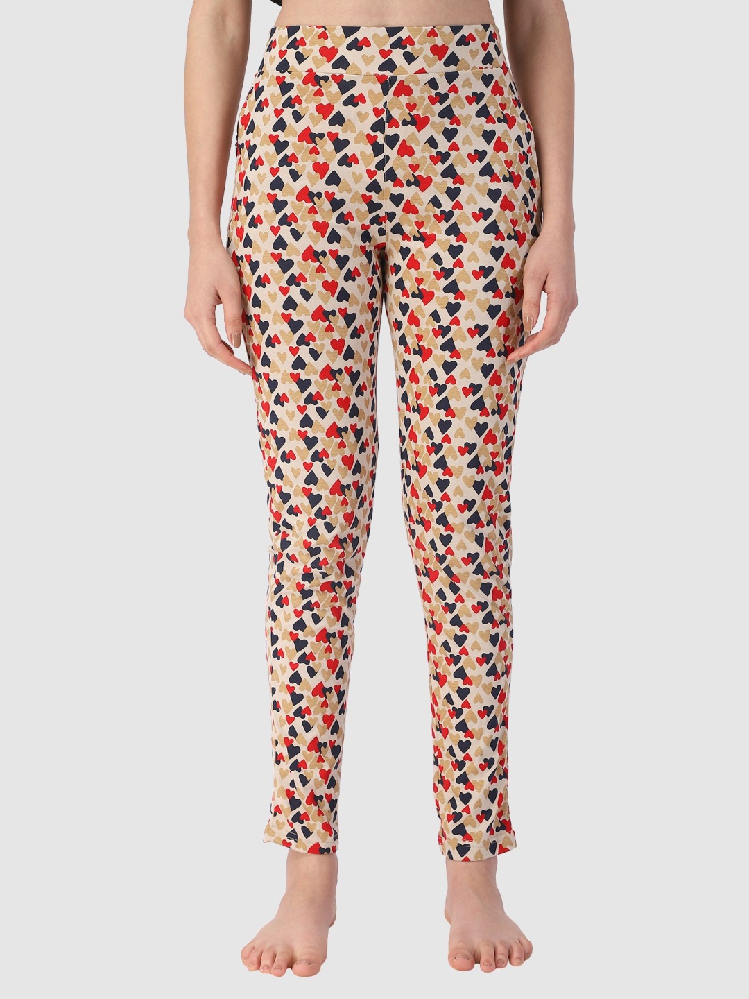

PROTEENS Women Printed Cotton Mid Rise Lounge Pants, Beige