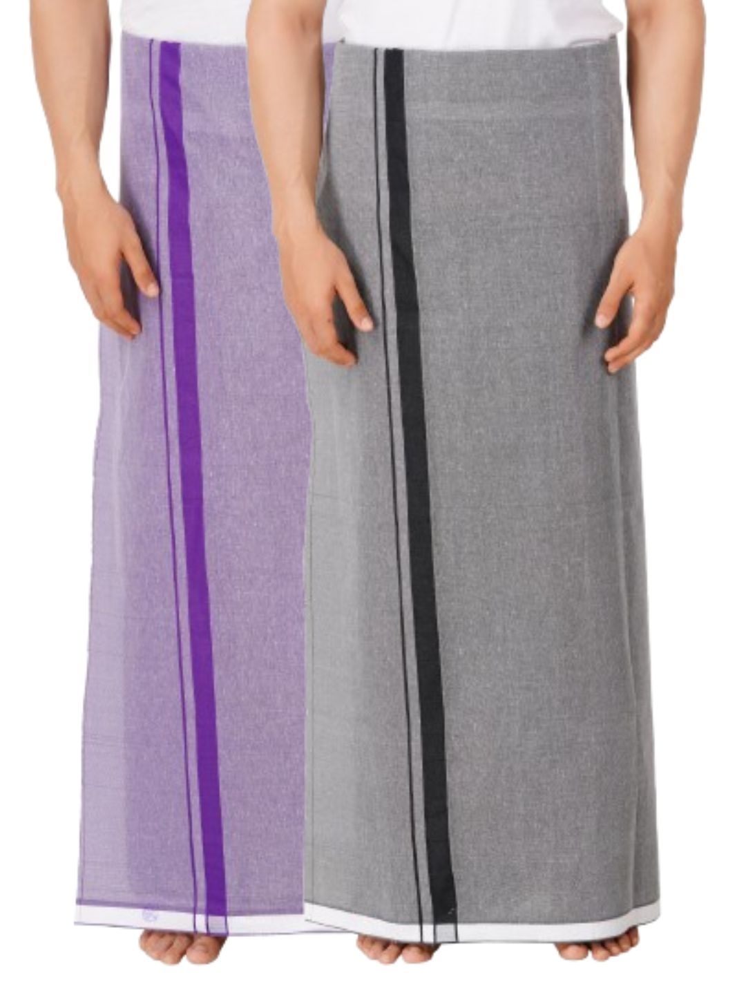 

Ethazh Men Set of 2 Dhotis, Purple