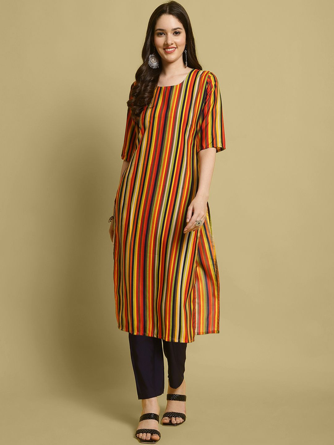 

7Threads Women Ethnic Motifs Printed Regular Kurta with Trousers, Multi