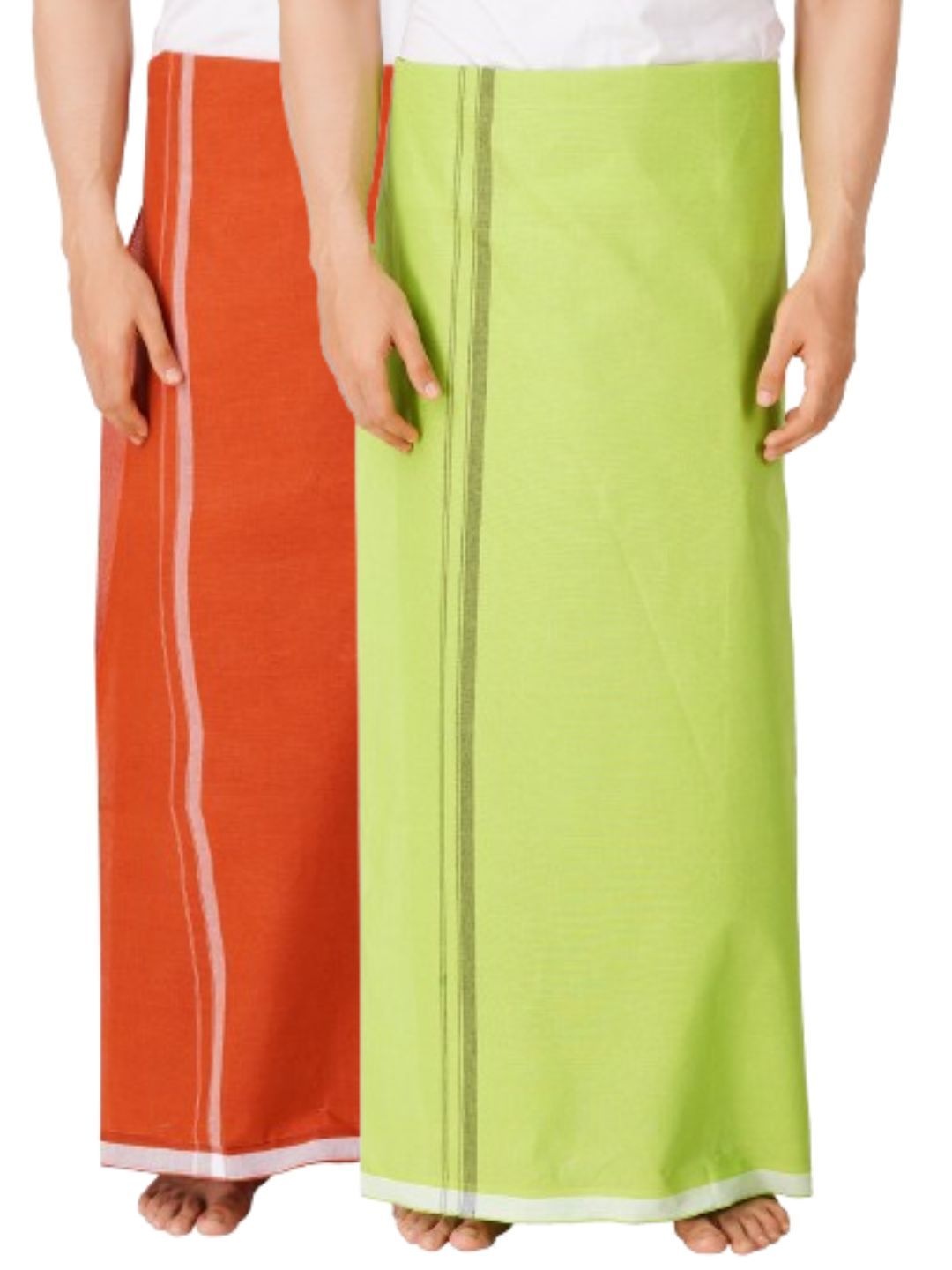 

Ethazh Men Set of 2 Dhotis, Orange