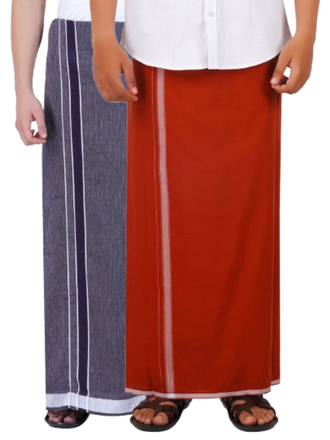 

Ethazh Men Pack of 2 Cotton Dhotis, Purple