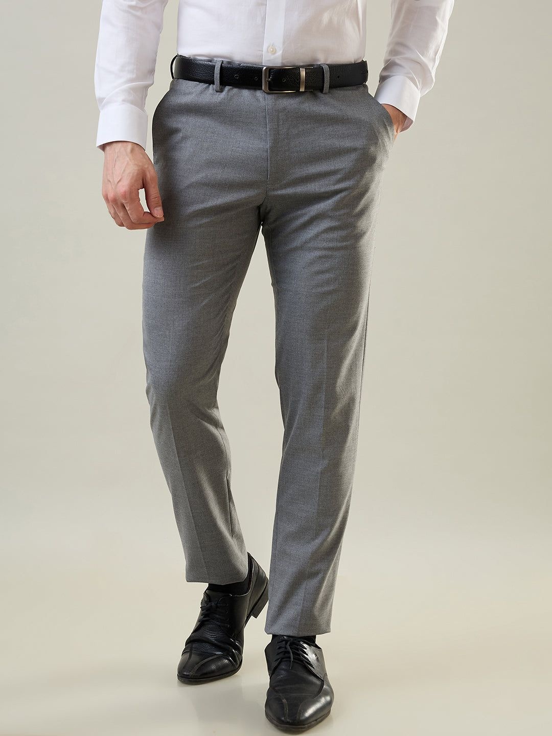 

TIM PARIS Men Slim Fit Trousers, Grey