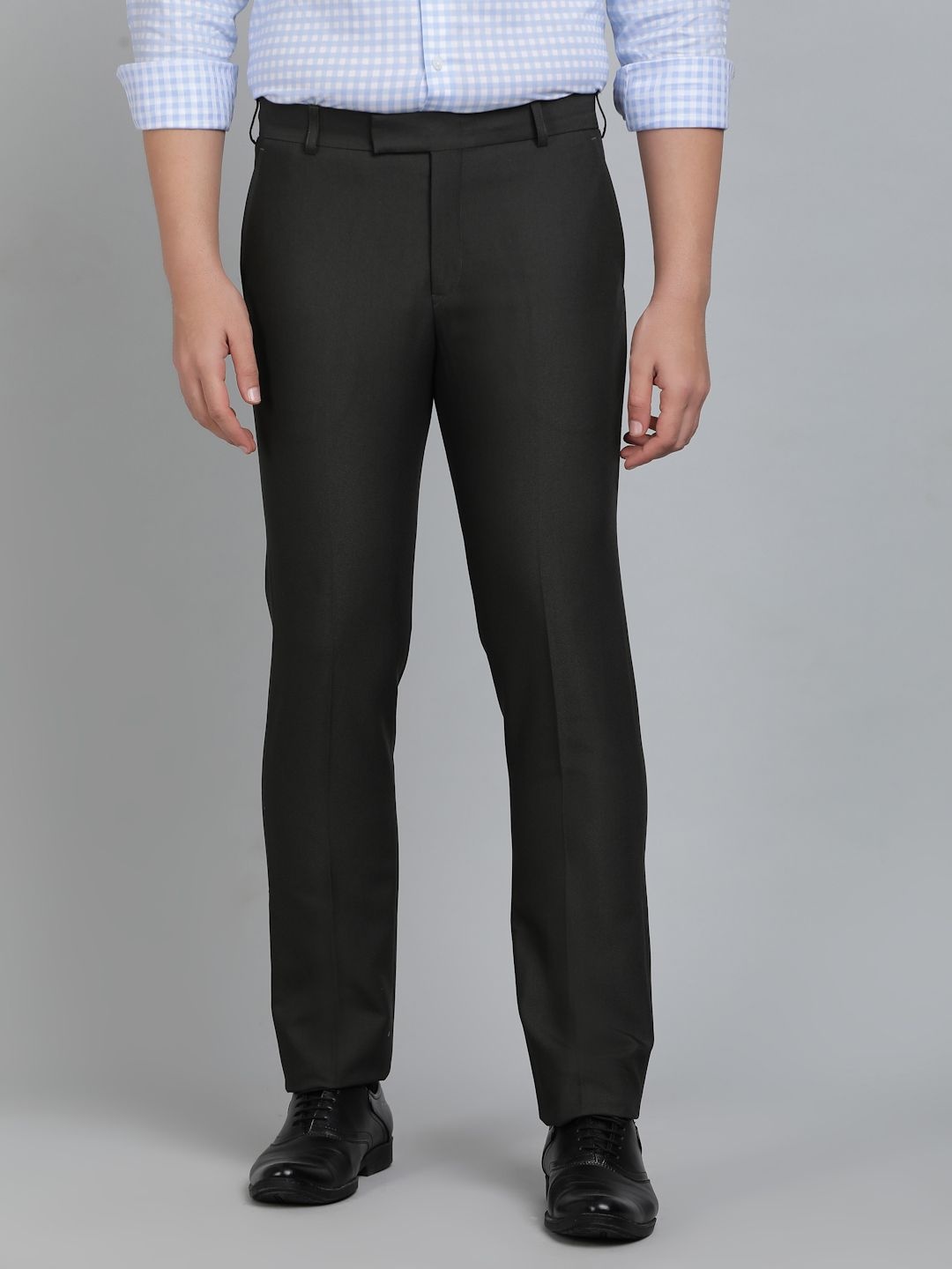 

METAL Men Slim Fit Mid-Rise Formal Trousers, Green