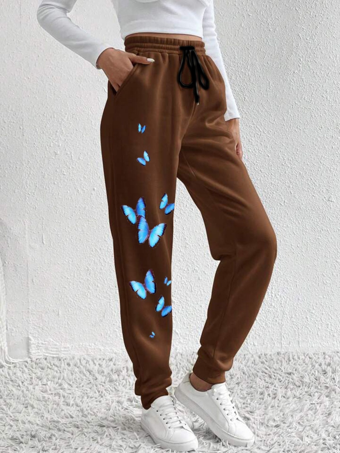 

TABADTOD Women Printed Relaxed Mid-Rise Jogger, Brown