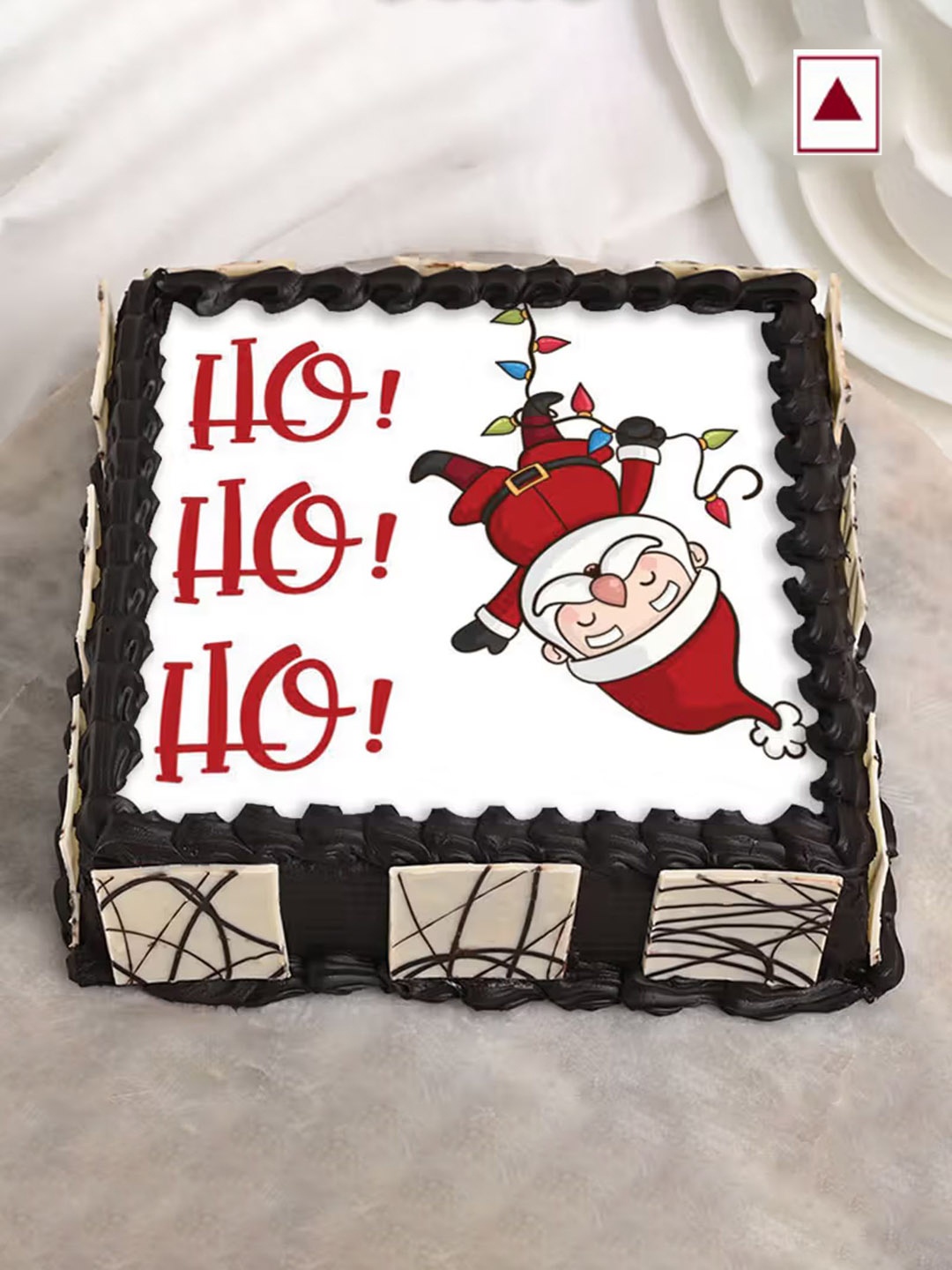 

Floweraura Joyful Christmas Chocolate Flavour Square Shape Poster Cake- 2Kg, White