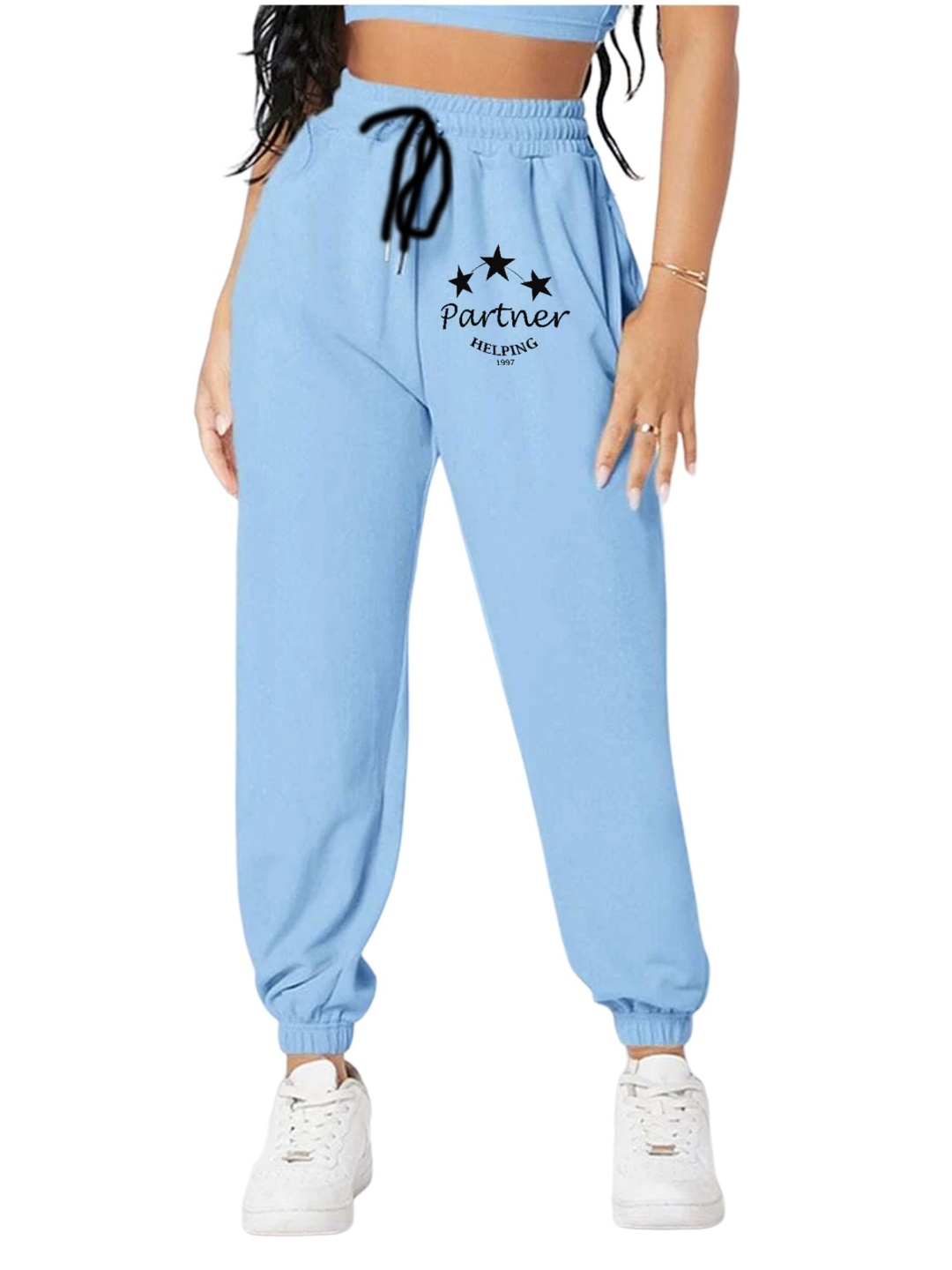 

TABADTOD Women Printed Relaxed Fit Joggers Trousers, Blue
