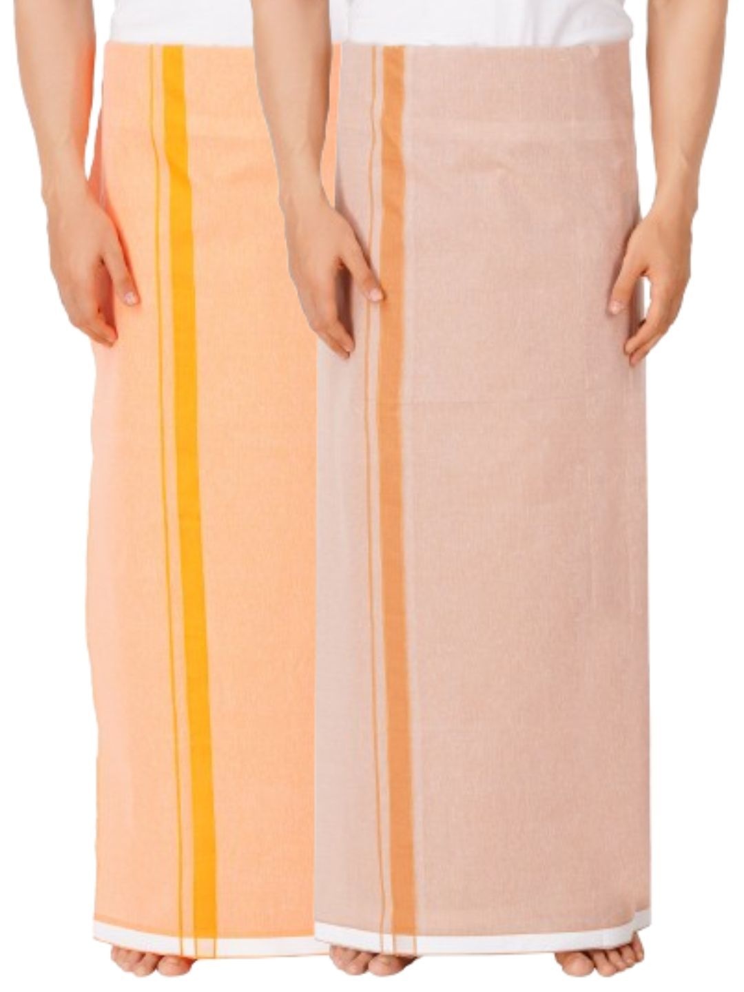 

Ethazh Men Pack of 2 Dhotis, Orange