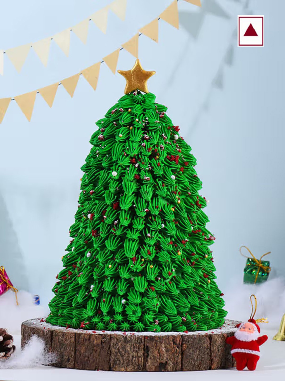 

Floweraura Christmas Tree Design Red Velvet Flavour With Eggless Cake-1 Kg, Green