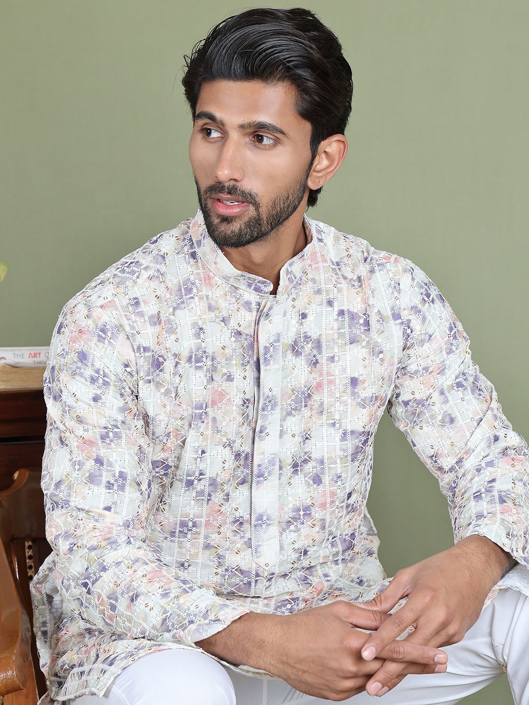 

Anouk Ethnic motifs Printed straight Kurta with Pyjamas, White