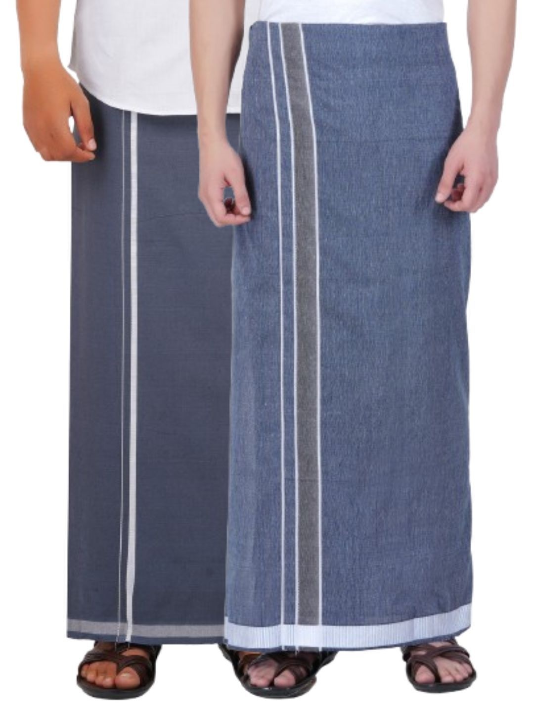 

Ethazh Pack of 2 Men Cotton Dhotis, Grey