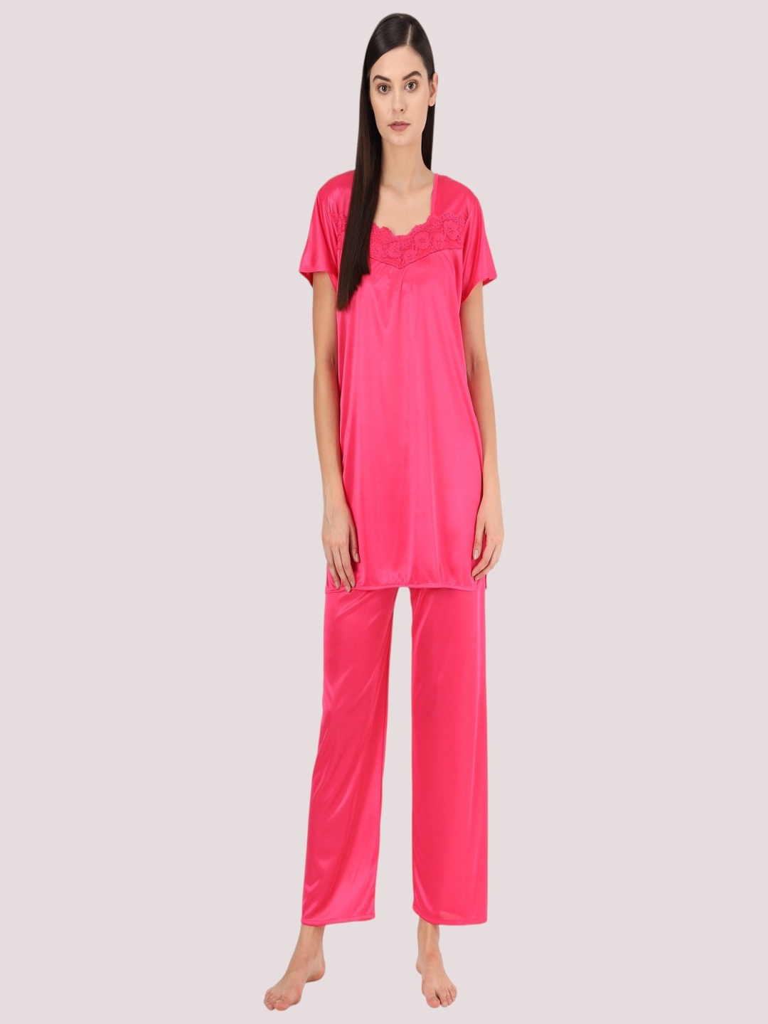 

SEPHANI Women V - Neck Night suit, Pink