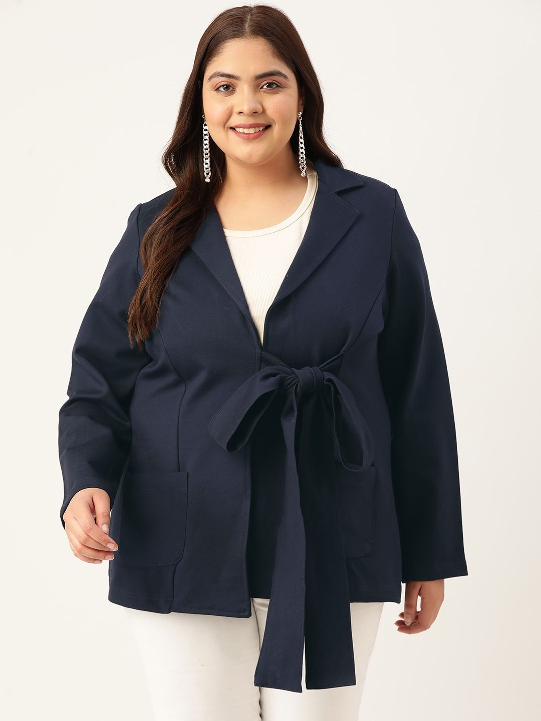 

theRebelinme Plus Size Single-Breasted Casual Blazer, Navy blue