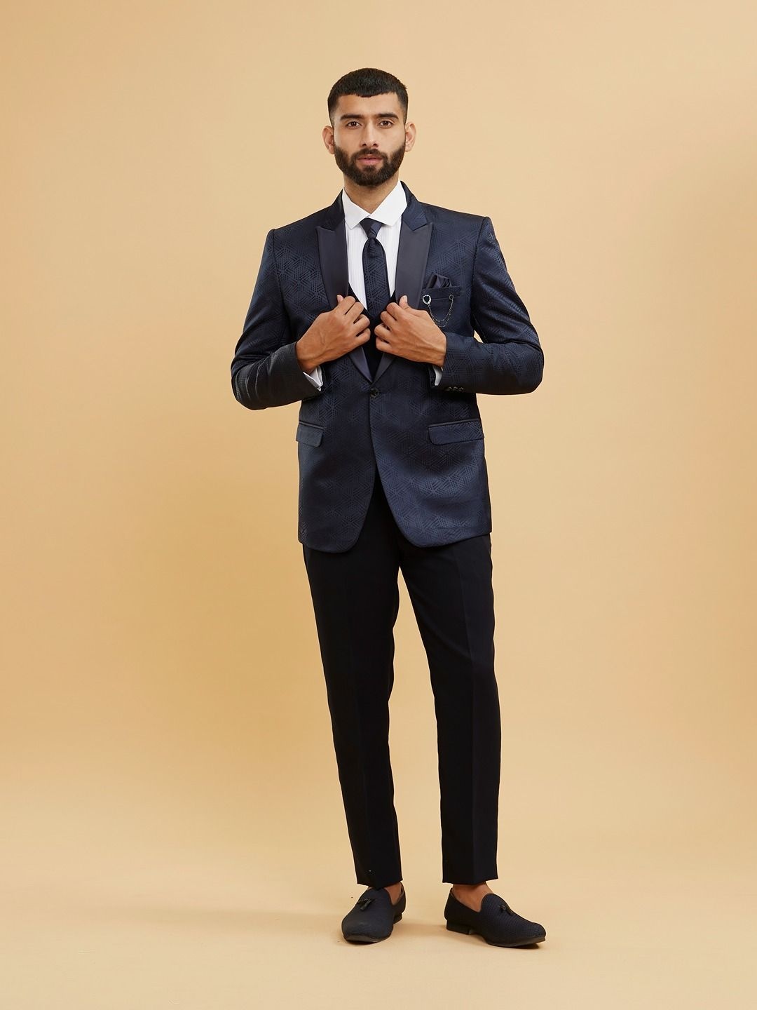 

Twamev Men Self Design Five -Piece Suits, Blue